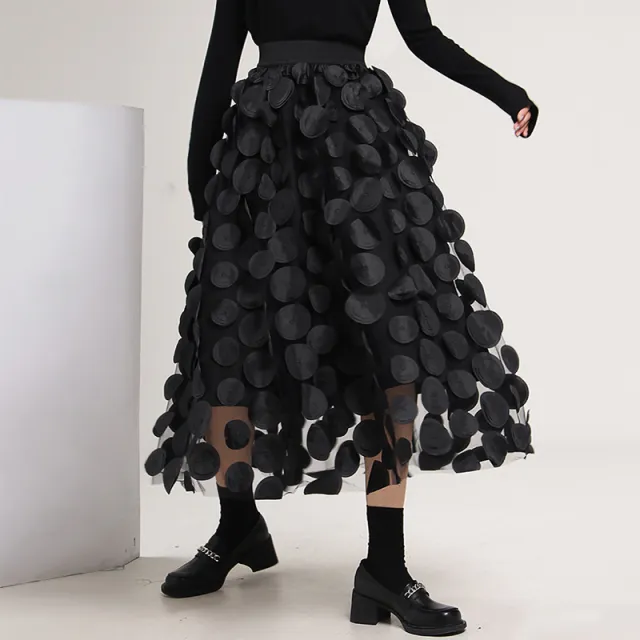 Retro A line Skirt Large Hem Skirt Design Sense Black - Shop at LoveMi