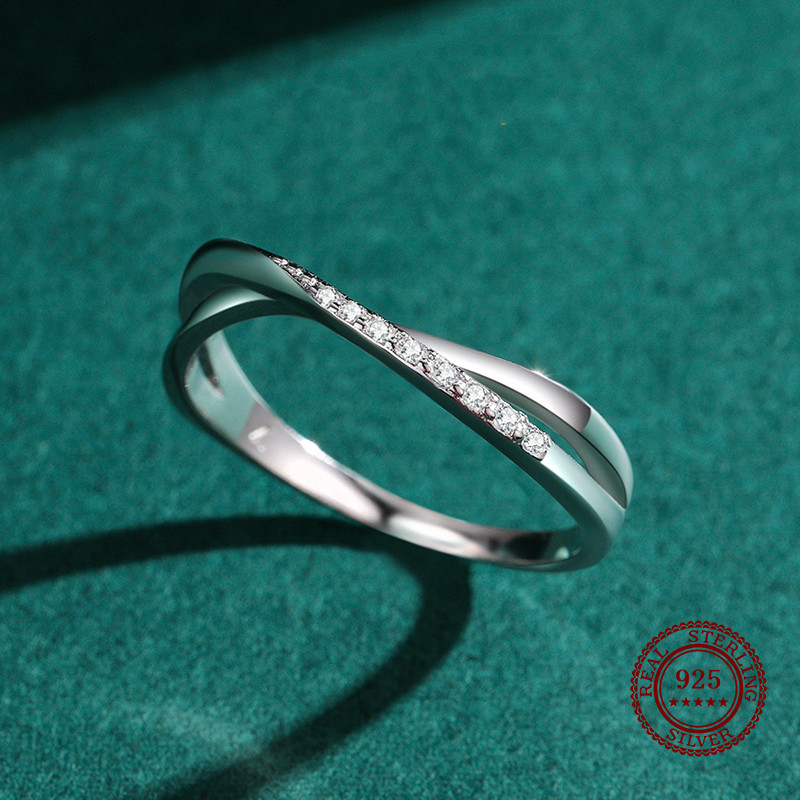 S925 Sterling Silver Women's Geometric Line Ring