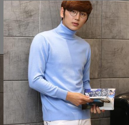 Men's High Lapel Sweater Solid Color Plus Size Sweater