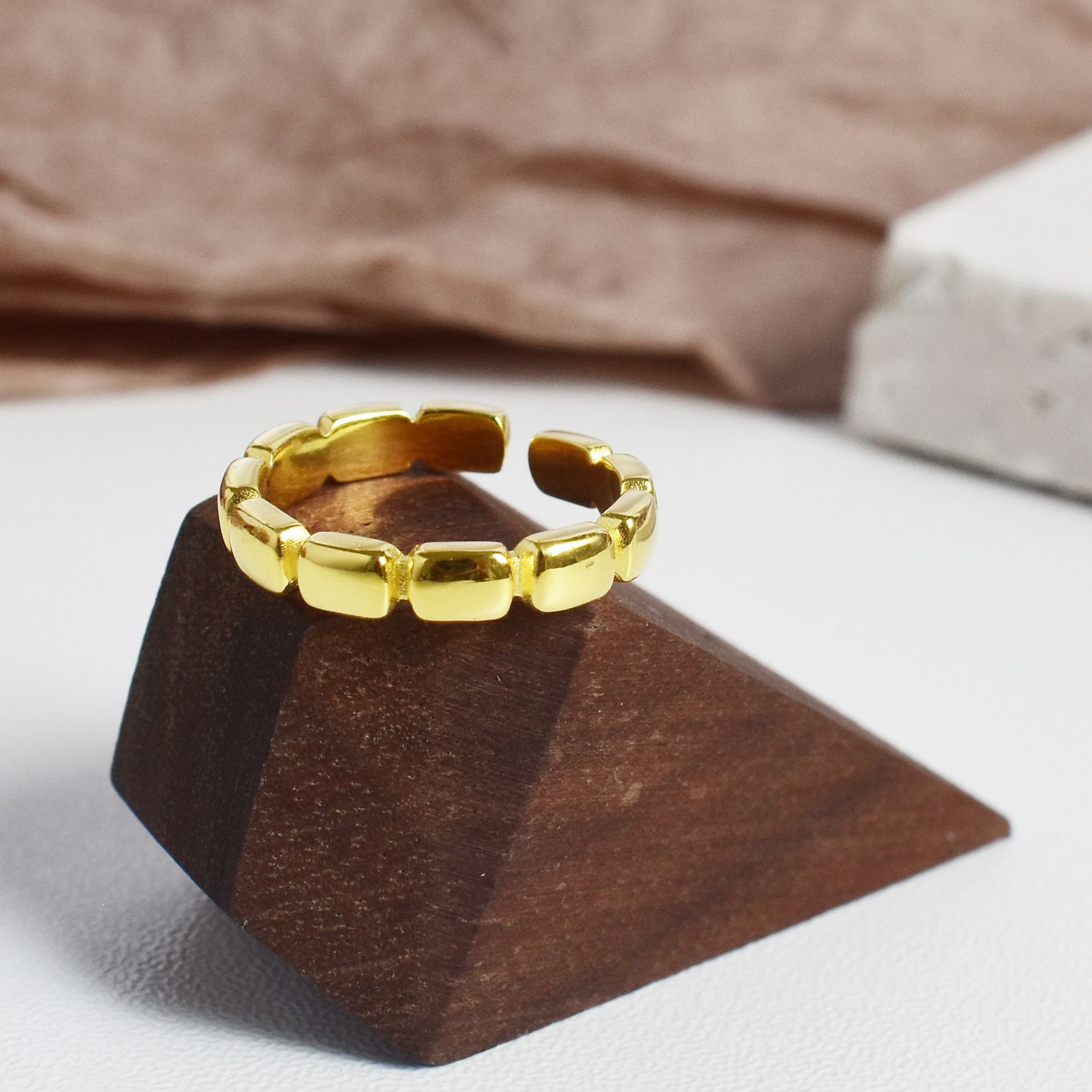 Light Luxury Style Jewelry S925 Sterling Silver Heavy Industrial Geometric Square Ring