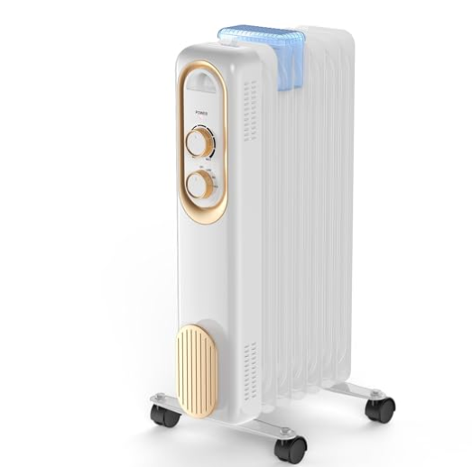 Oil Filled Radiator Heater With Adjustable Thermostat, 1500W Oil Space Heater For Indoor Use, Portable, 22inch Bright image 2
