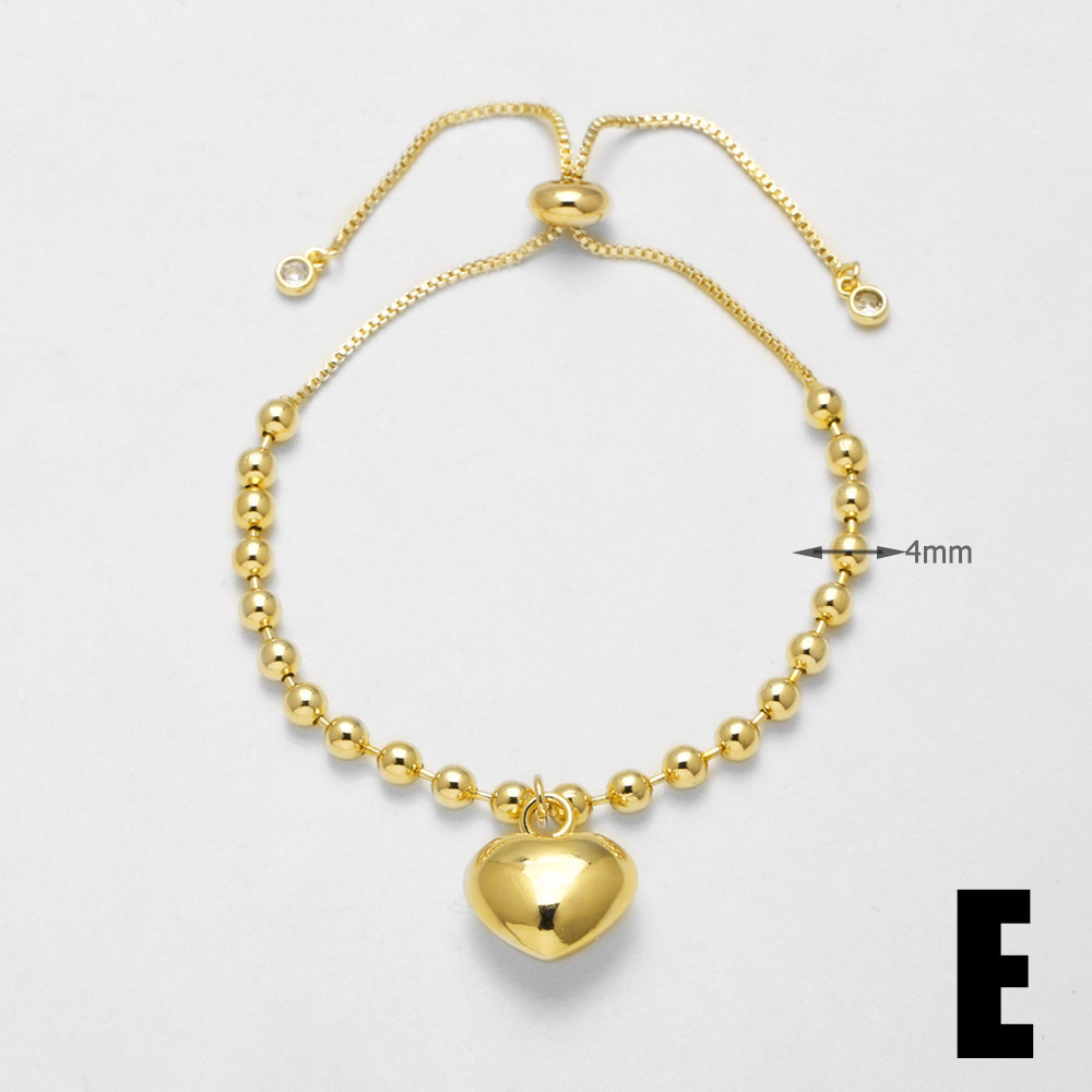 Simple Zircon Inlaid Heart-shaped Peach Heart Bracelet