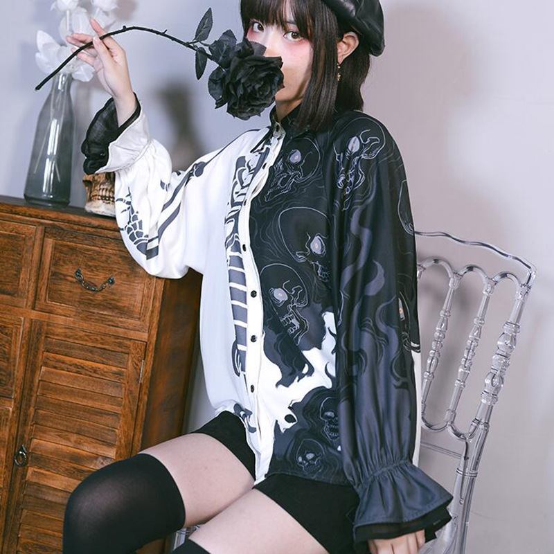 Women's Printed Street Punk Long Sleeve Shirt