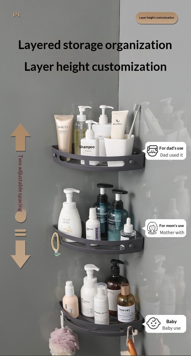 Bathroom Storage Rack, No-drill Suction Cup Wall-mounted Triangular Storage Unit For Bathroom Vanity. 10