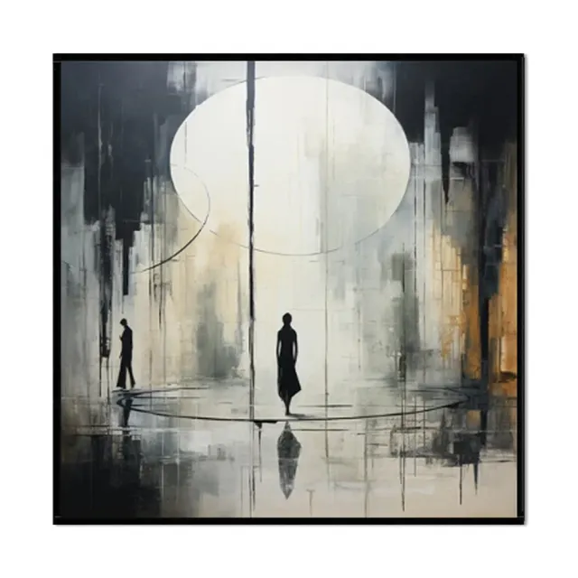 Handmade Oil Painting Canvas Wall Art Decoration Black And White Abstract Artwork Medieval Black Neoclassicism Wall Decor Street For Home Office De... Without Inner Frame - Shop at LoveMi