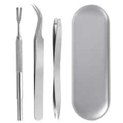 Stainless Steel Tick Clip Pet Dog Louse Clip 3-piece Set Cat Flea Tweezers Bug Catching Grate Clip Tool - Silver - View 1
