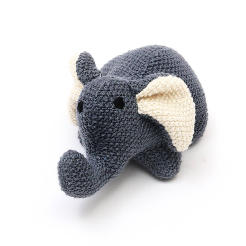 Handmade Cotton Knitted Soft Dark Blue Elephant Plush Toy Soft Toy