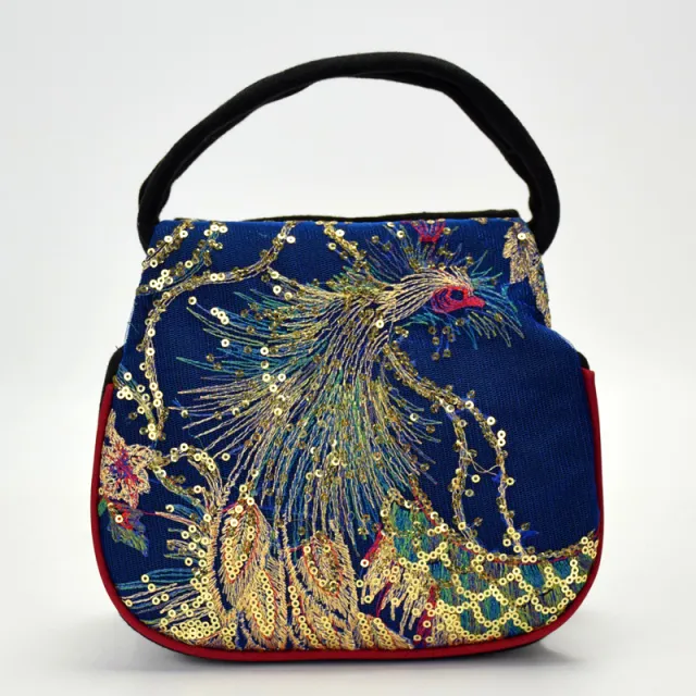 Women's Fashion Simple Ethnic Style Embroidered Handbag Blue - Shop at LoveMi