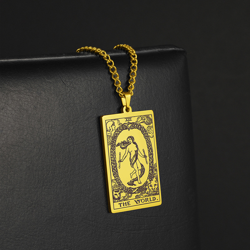 Tarot Brand Large Arcana Stainless Steel Men's Real Gold Necklace