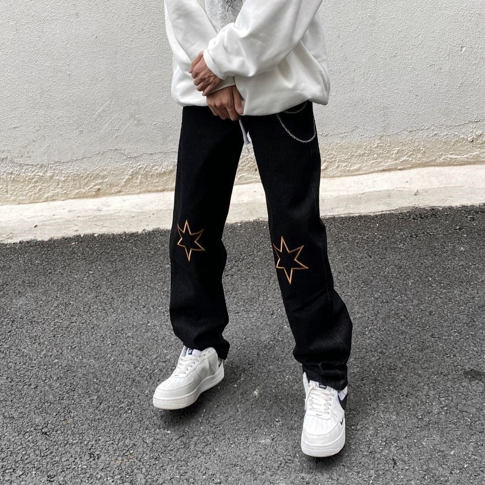 Male Loose American Print Pants