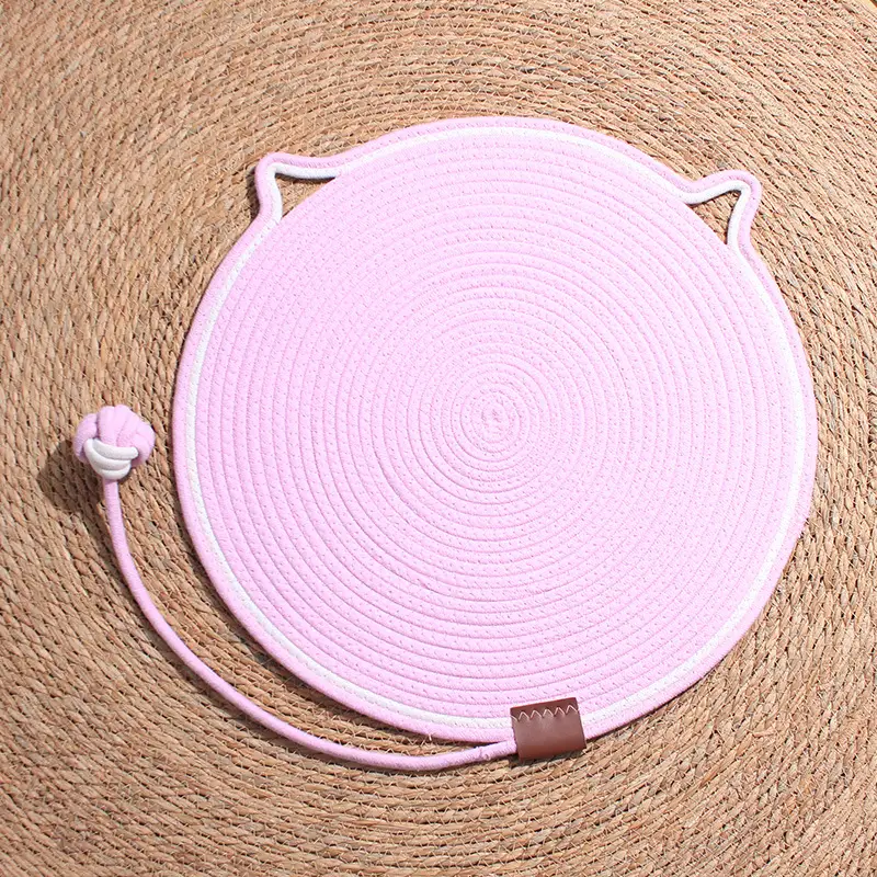 Cat Scratch Pad For Indoor Cats Kitten Round Cat Scratcher Pad, Woven Cotton Rope Cat Scratching Mat, Couch Protector For Wall, Furniture, Carpets, Sofas