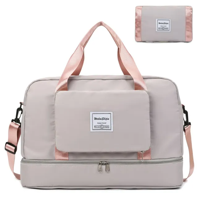 Foldable Travel Duffel Bags Sports Gym Tote Bag Women Grey - Shop at LoveMi