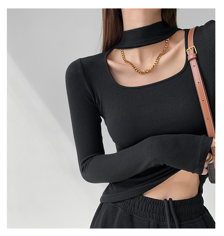 Title 5, Halter Hollow Exposed Clavicle Bottoming Shirt