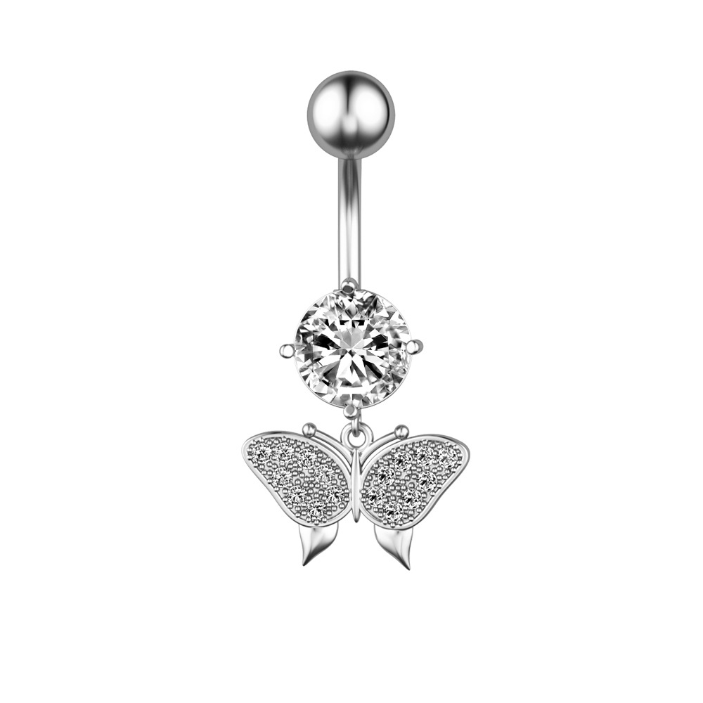 Title 3, New Butterfly Zircon Belly Button Ring Belly Bu...