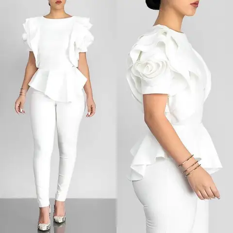 Women's Summer Hot Style Ruffled Hem Short Sleeve