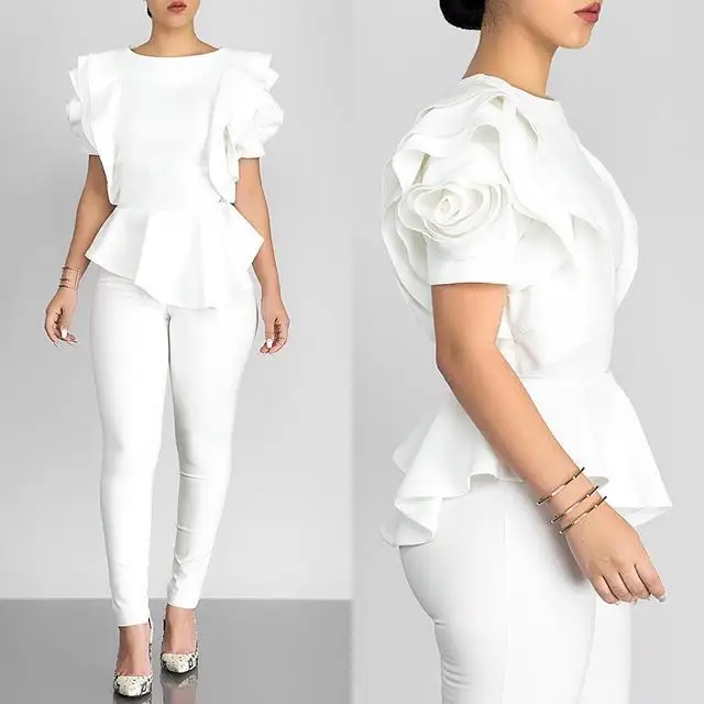 Women's Summer Hot Style Ruffled Hem Short Sleeve