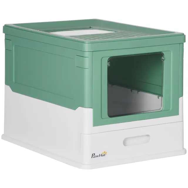 Fully Enclosed Cat Litter Box Portable Pet Toilet With Spoon Large Space Green - Shop at LoveMi