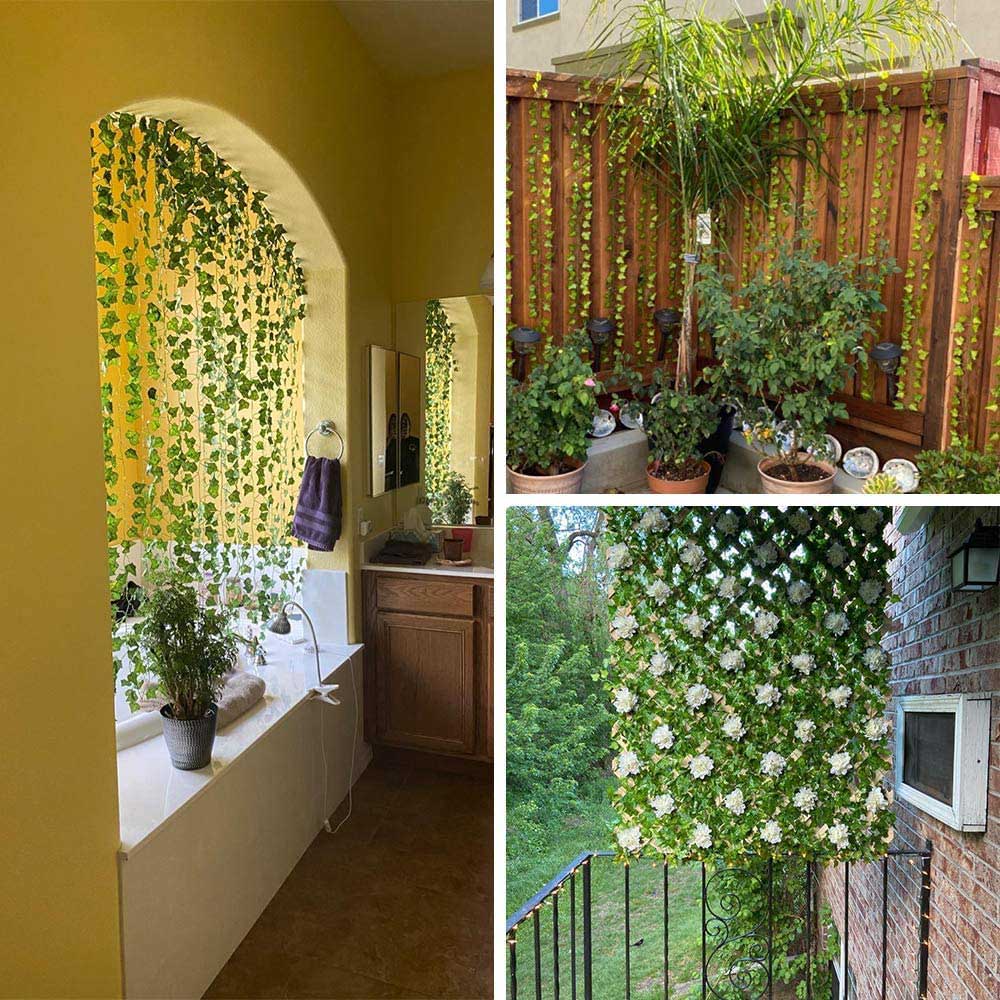 1 -12PCS Artificial Ivy Garland Decorations Leaves Fake Vine Hanging String — image 7