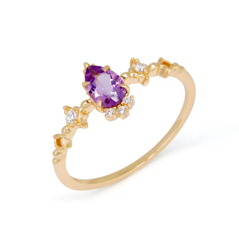 S925 Gold Plated Moonstone Thin Ring Women's Ring