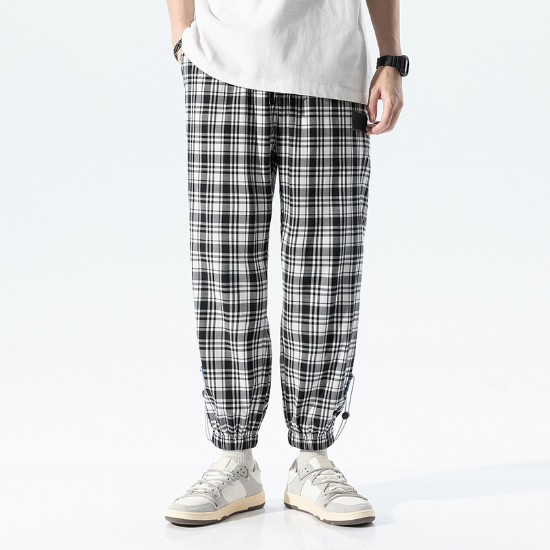 Black And White Plaid Pants Men And Women Hong Kong Style Japanese Checkered