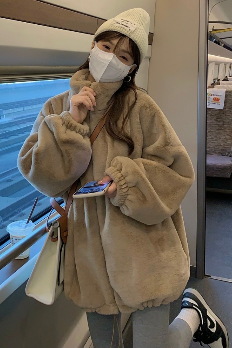 Thickened Loose Plush Cotton Coat Women's Casual Retro Top