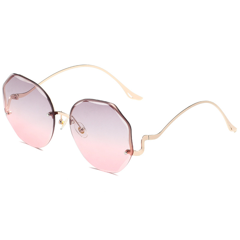 Women's Irregular Rimless Cut Edge Sunglasses - Image 7
