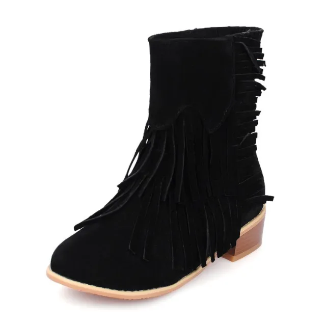 Simple Wind Suede Plus Size Short Boots Black - Shop at LoveMi
