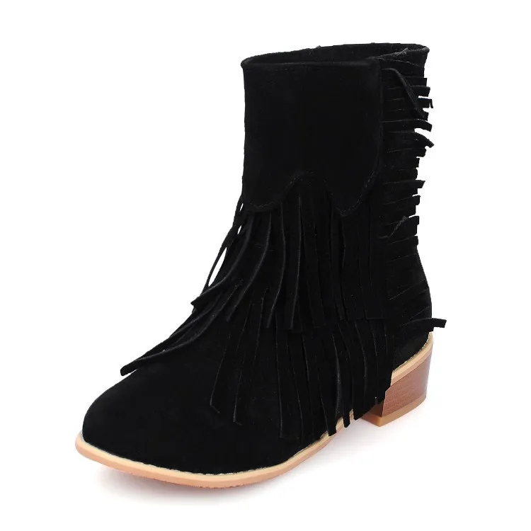 Simple Wind Suede Plus Size Short Boots - Black