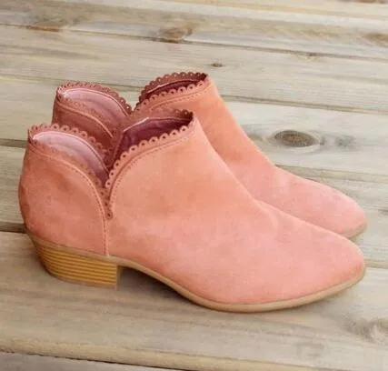 Women Booties Slip On Low Heel Ankle Boots Red - Shop at LoveMi