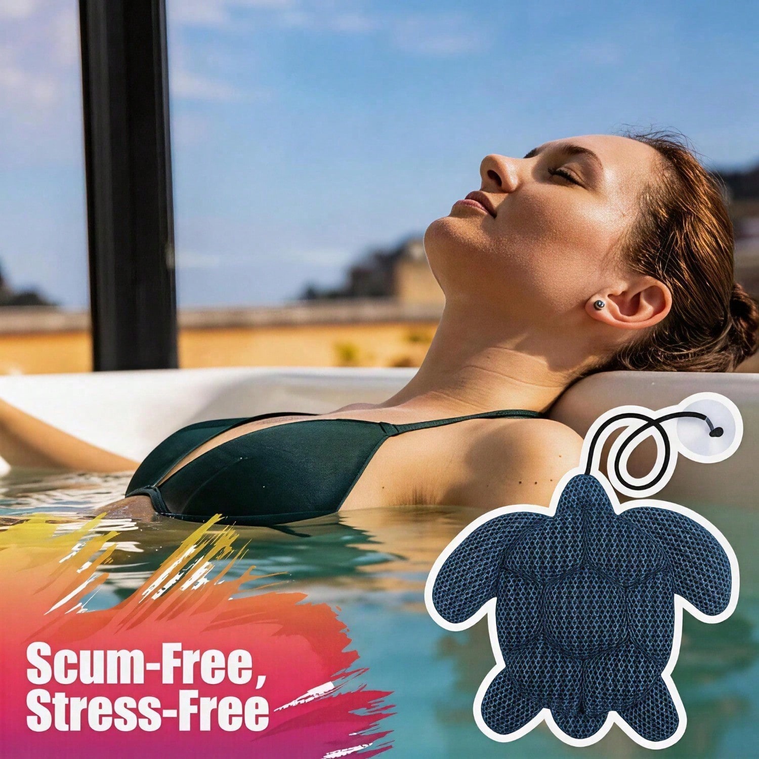 Stingray Turtle Design Floating Scum Cleaner, 3D Honeycomb Mesh Washable Reusable Sponge For Hot Tub Spa Pool Bathtub, Effectively Absorbs Oils Scum, Maintains Water Clarity And Extends Filter Life