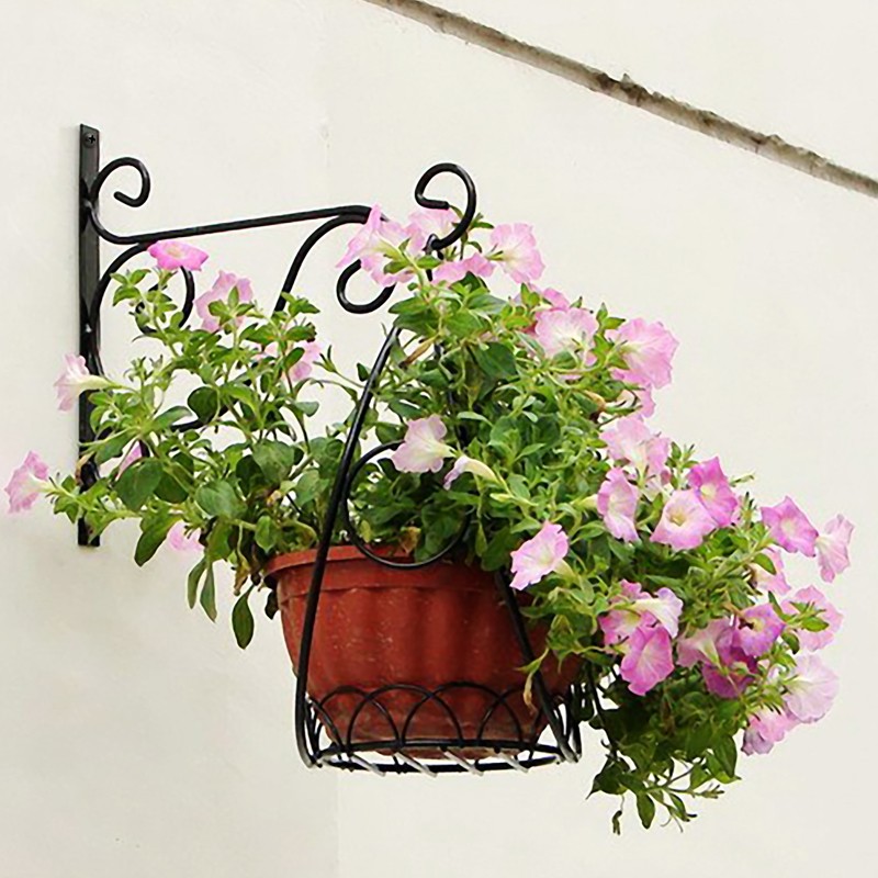 4X Heavy Duty Garden Metal Hanging Basket Brackets Plant Hanger Hook Wall Decor