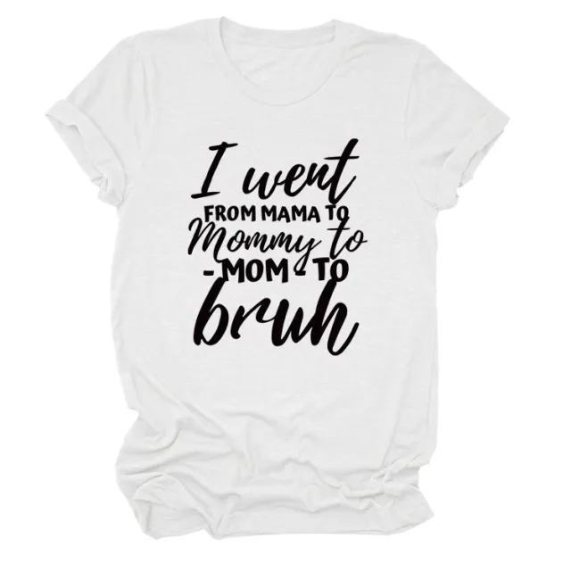 Women's Printed Letter Short Sleeves White Black Font - Shop at LoveMi