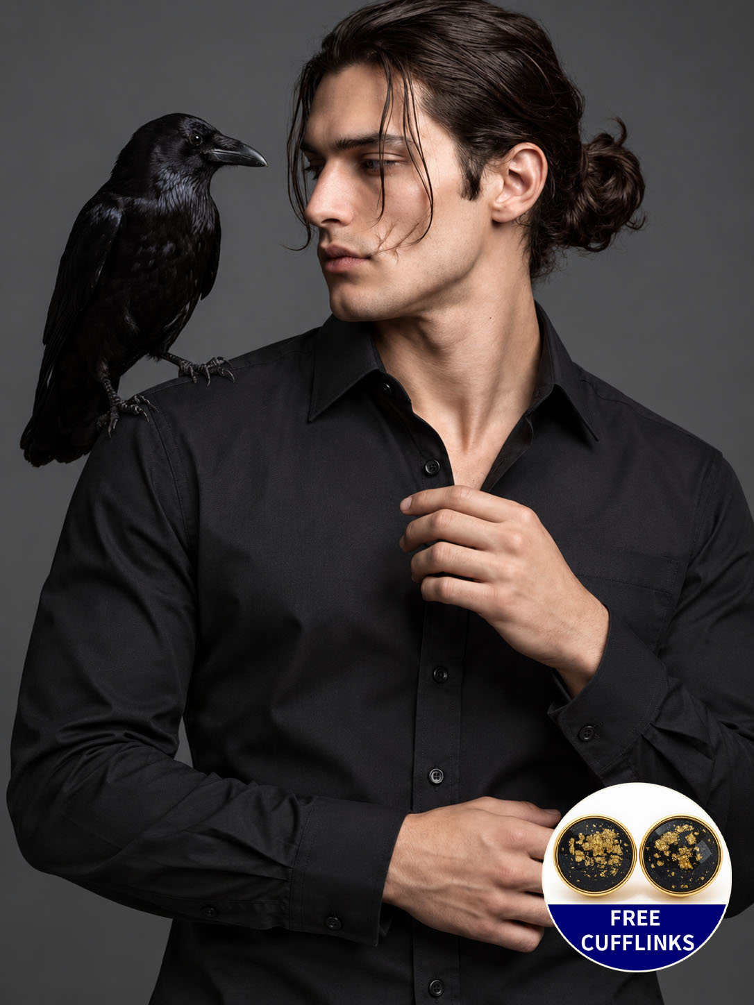 Men's Classic French Cuff Dress Shirt - Elegant Business Formal - Free Cufflinks Included