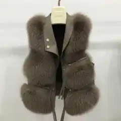 Women's Leather Vest Jacket Winter New Korean Version - Camel - View 1