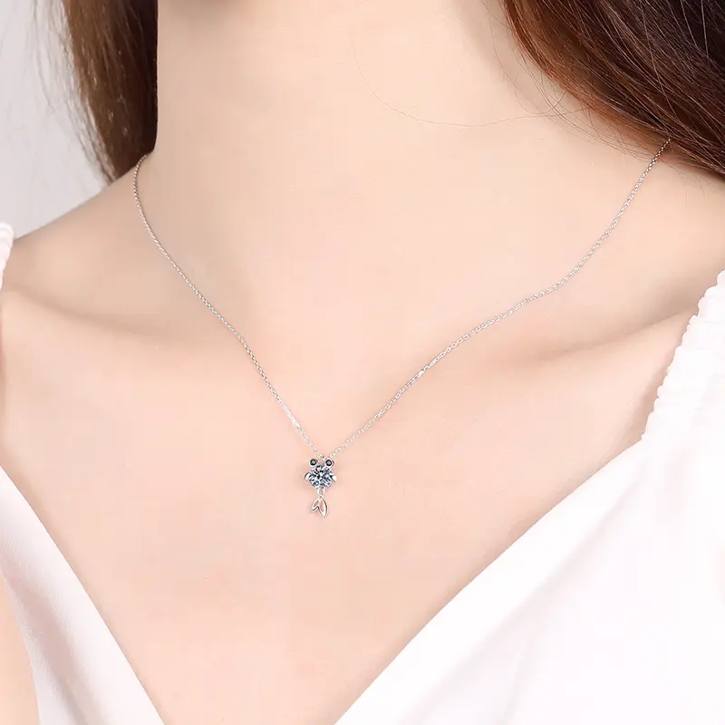 Sterling Silver Mosang Diamond Fish Necklace