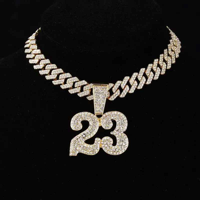 Iced Out Football #23 Pendant Necklace – 13mm Gold 3D CZ Chain, Stainless Steel