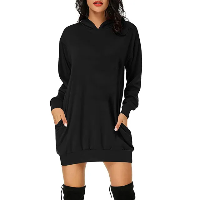 Solid Color Hat Dress Sweater Loose Feature Long Sleeves Black - Shop at LoveMi