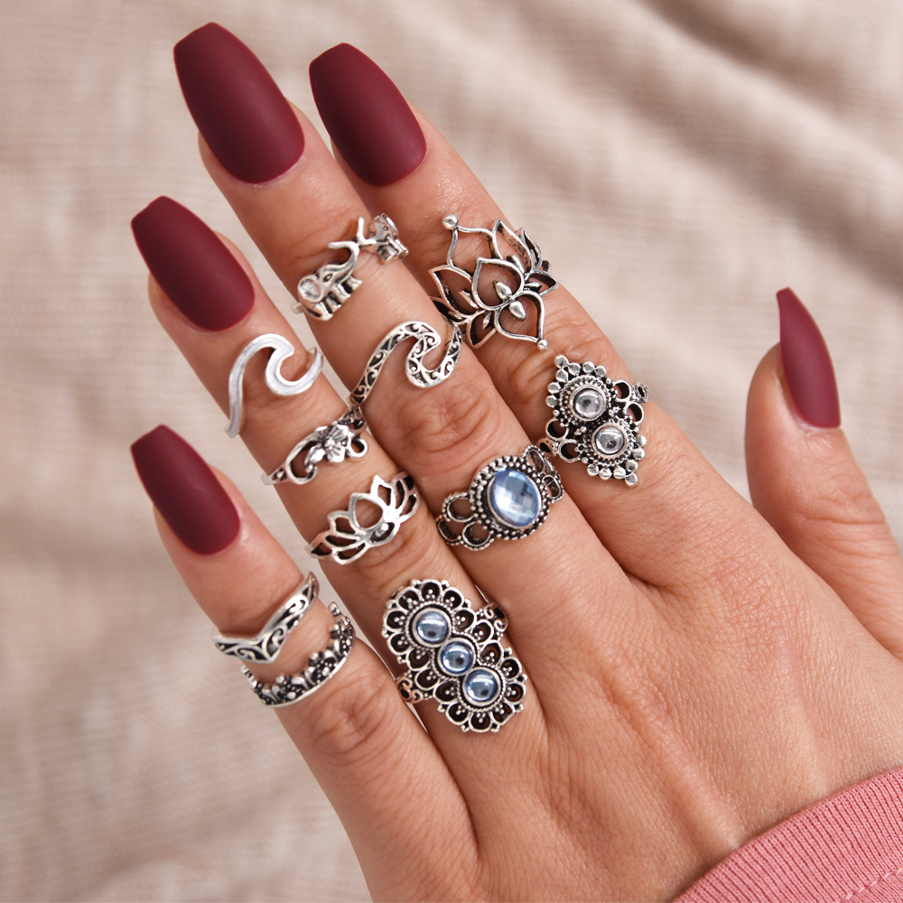 Title 2, Vintage 11-Piece Ring Set featuring Palm Crown,...