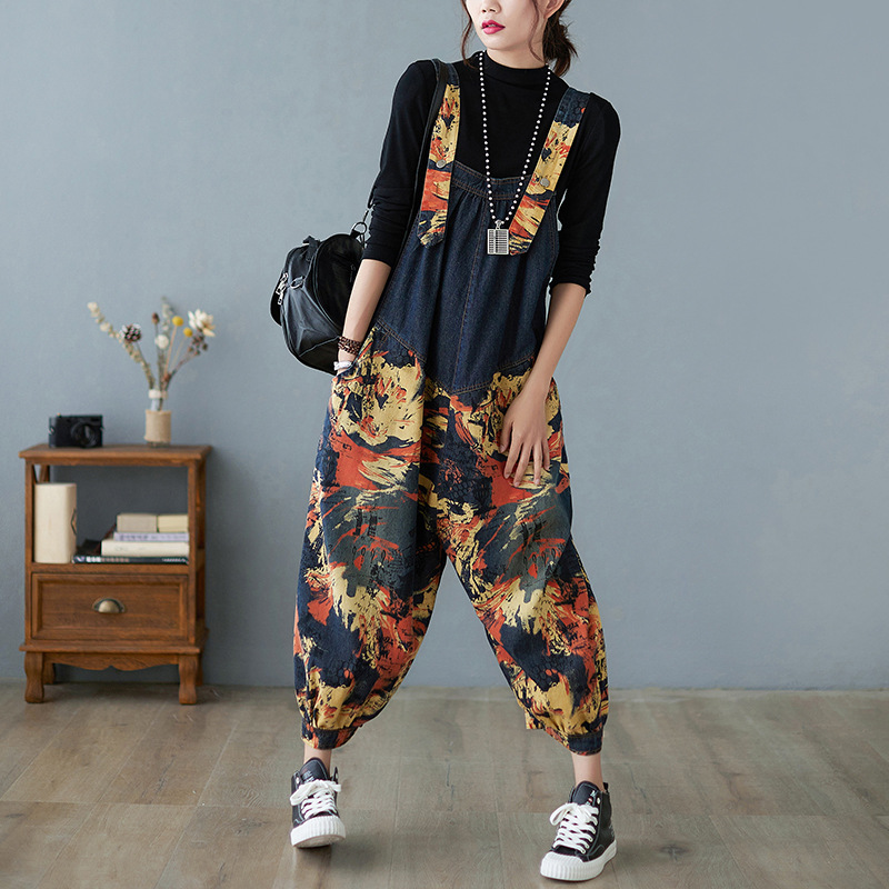 Title 6, Spring Jean Overalls Printed And Washed Stitchi...