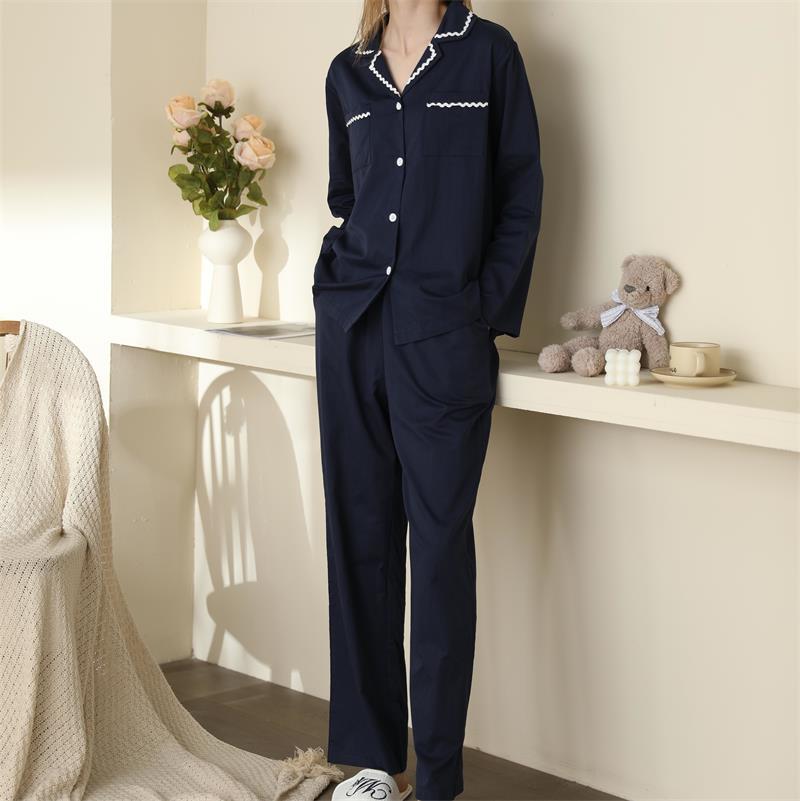 Title 2, Solid Color Suit Collar Pajamas Set