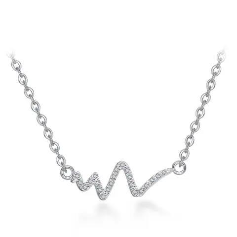 Silver Necklace Korean Lightning Female Simple ECG Decoding Short