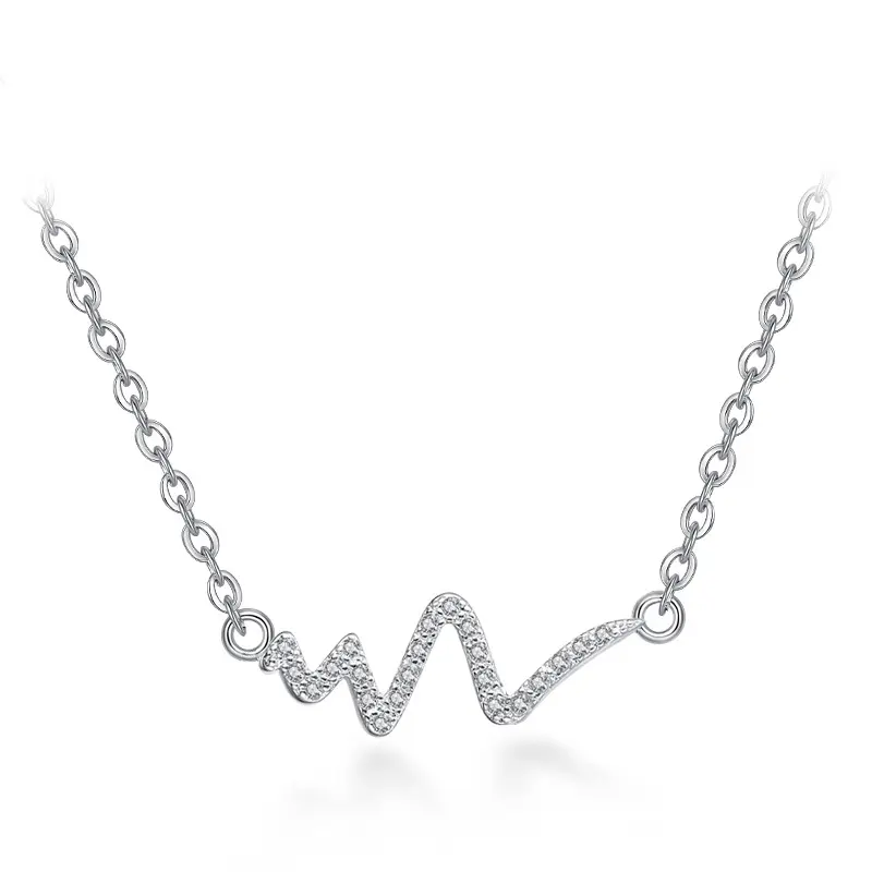 Silver Necklace Korean Lightning Female Simple ECG Decoding Short