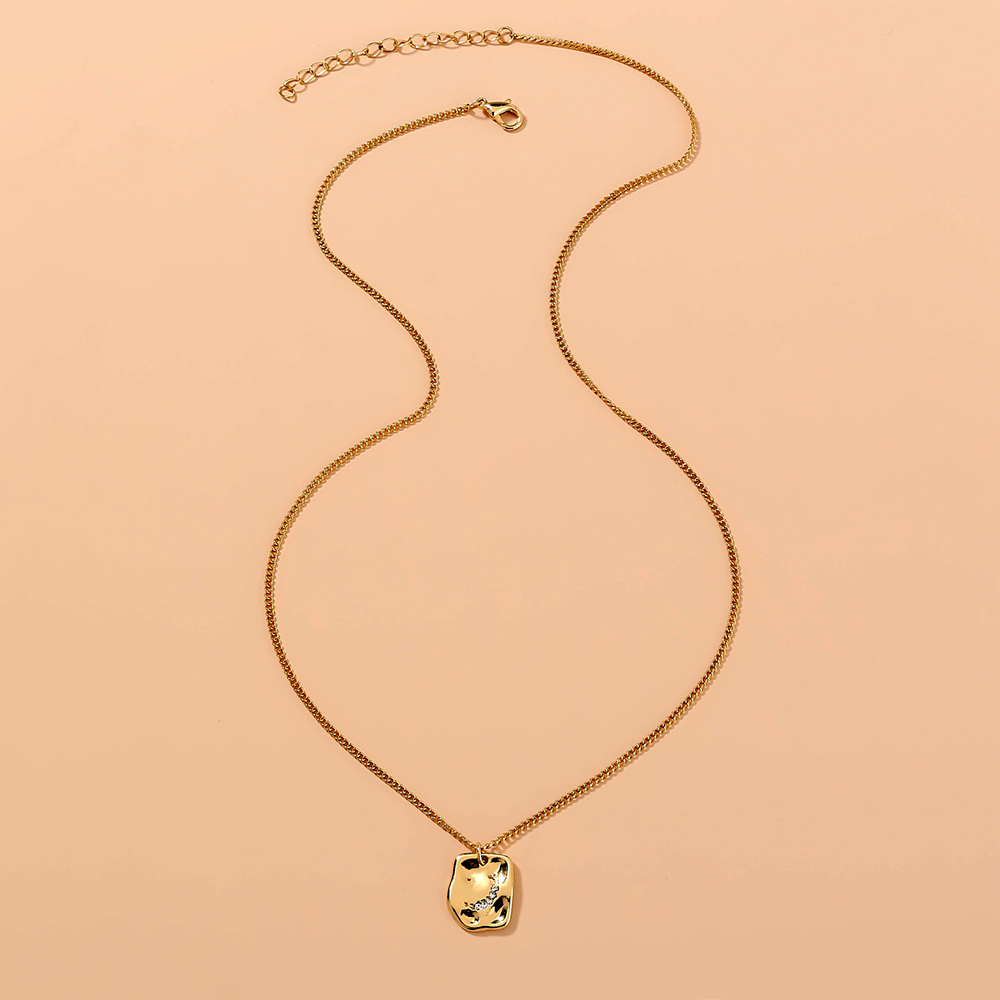 Irregular tag necklace with diamond inlay