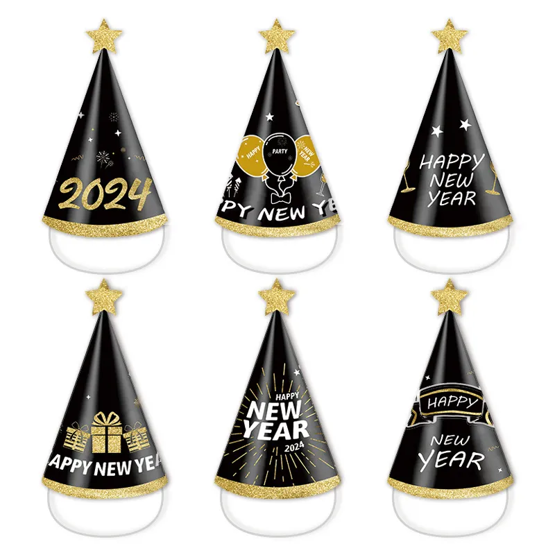 Happy New Year Theme Paper Hat Party Decoration Photo Props - New Year Hat