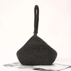 Diamond-studded Banquet Women's Clutch Bag Fashion Soft Bag - Black - View 1