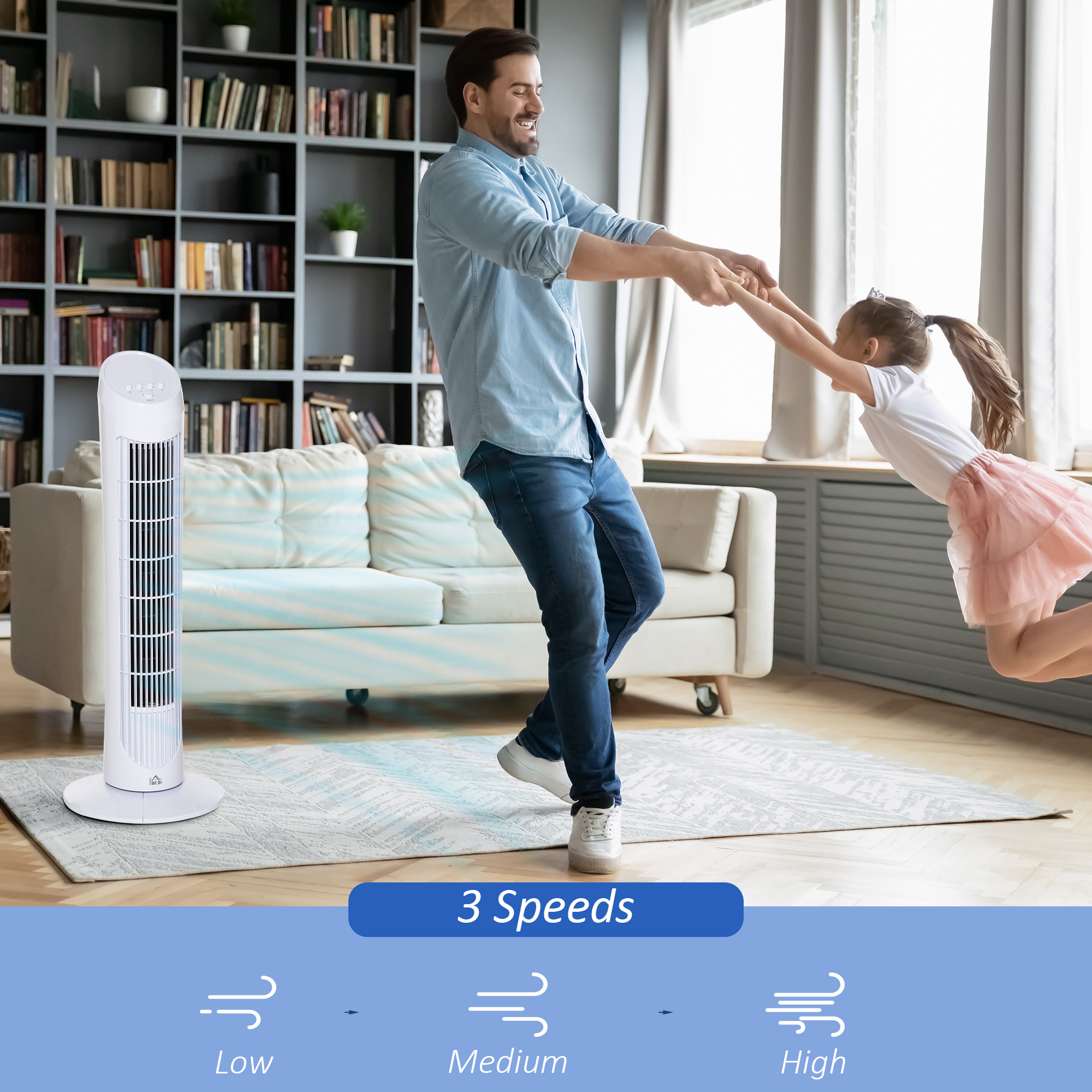 Tower Fan For Bedroom Cooling, 30 Inch Electric 70 Oscillating Fan With 3 Speed Settings, Standing Floor Fan For Home Office Indoor, White This Product Is Prohibited From Sale On Amazon.