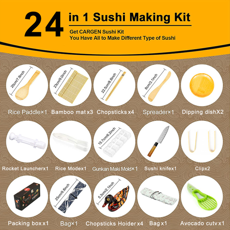 Title 4, Gimbap Cooking Kitchen Sushi Tools 24-Piece Set