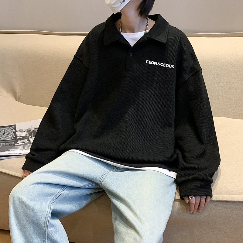 Couple Loose Design Lapel Sweater Trendy