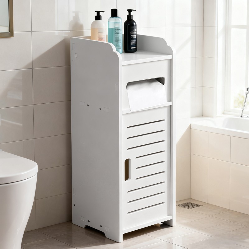 White Bathroom Bedroom Cabinet Drawer Shelf Cupboard Storage Free Standing Floor — image 4