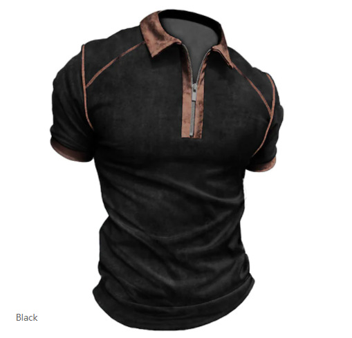 Title 6, Mens Fashion Casual Short-sleeved Color Blocki...